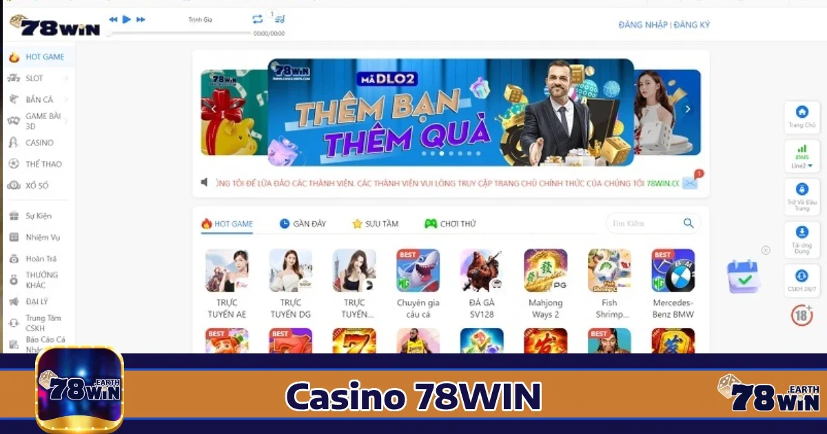 Hướng dẫn tham gia Casino 78win